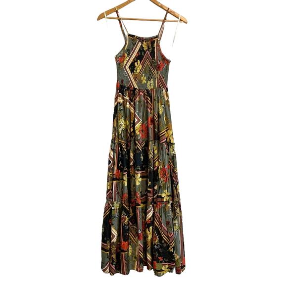Anthropologie Abel the Label Bohemian Floral Smocked Bib Maxi Dress - Picture 1 of 11